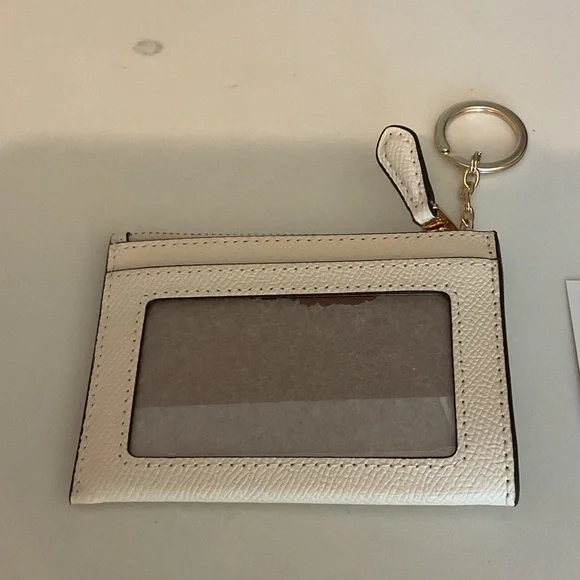 Coach Cream Card Holder with Keychain - Picture 2 of 3